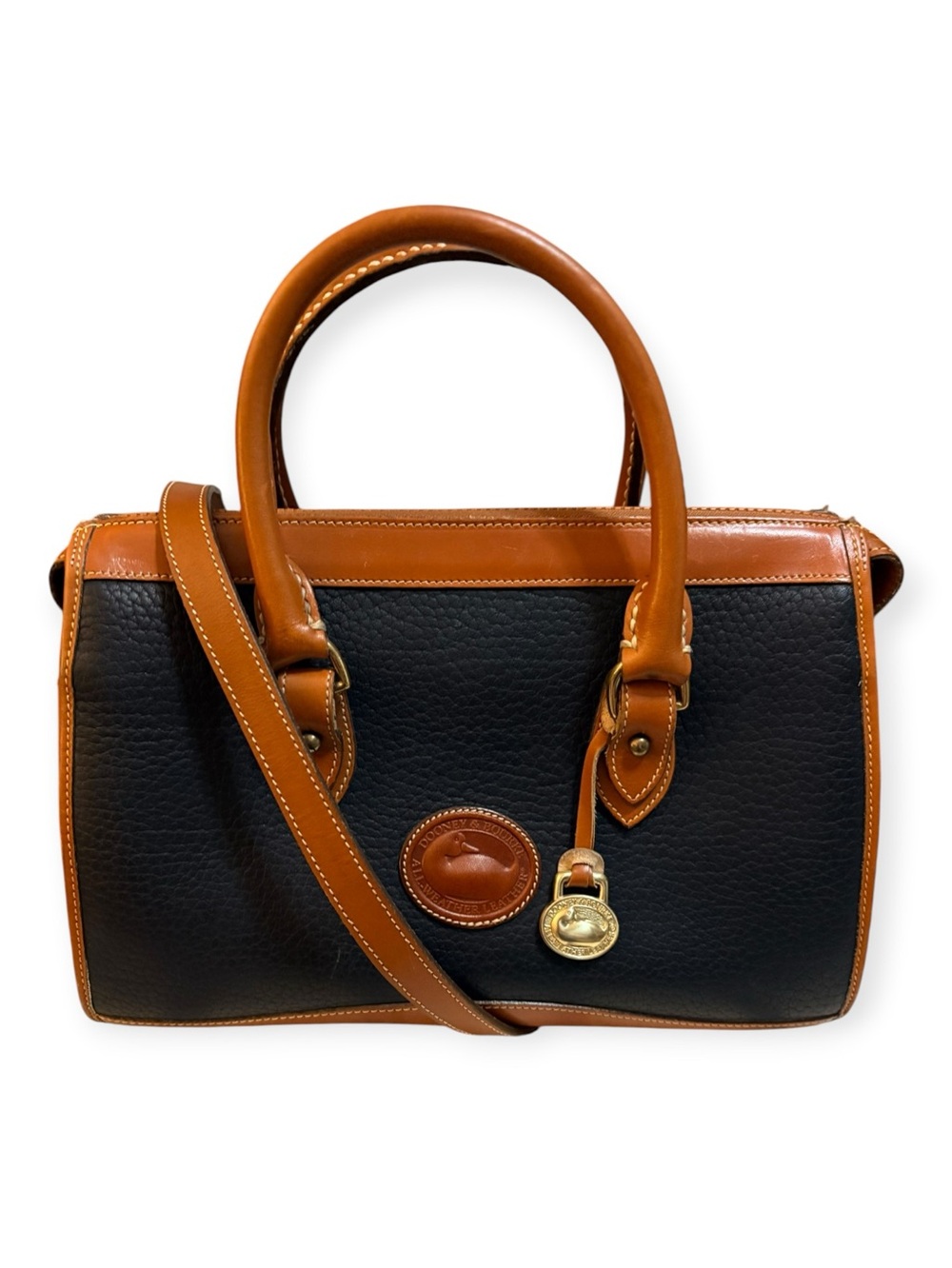 Dooney & Bourke All Weather Leather Satchel Purse black/tan